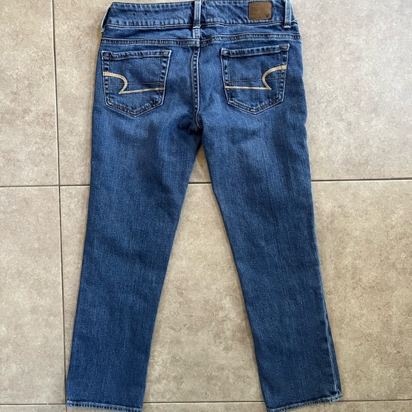 American Eagle Blue Denim Jeans Artist Size 2 Cropped Ankle Low Rise - Picture 4 of 5